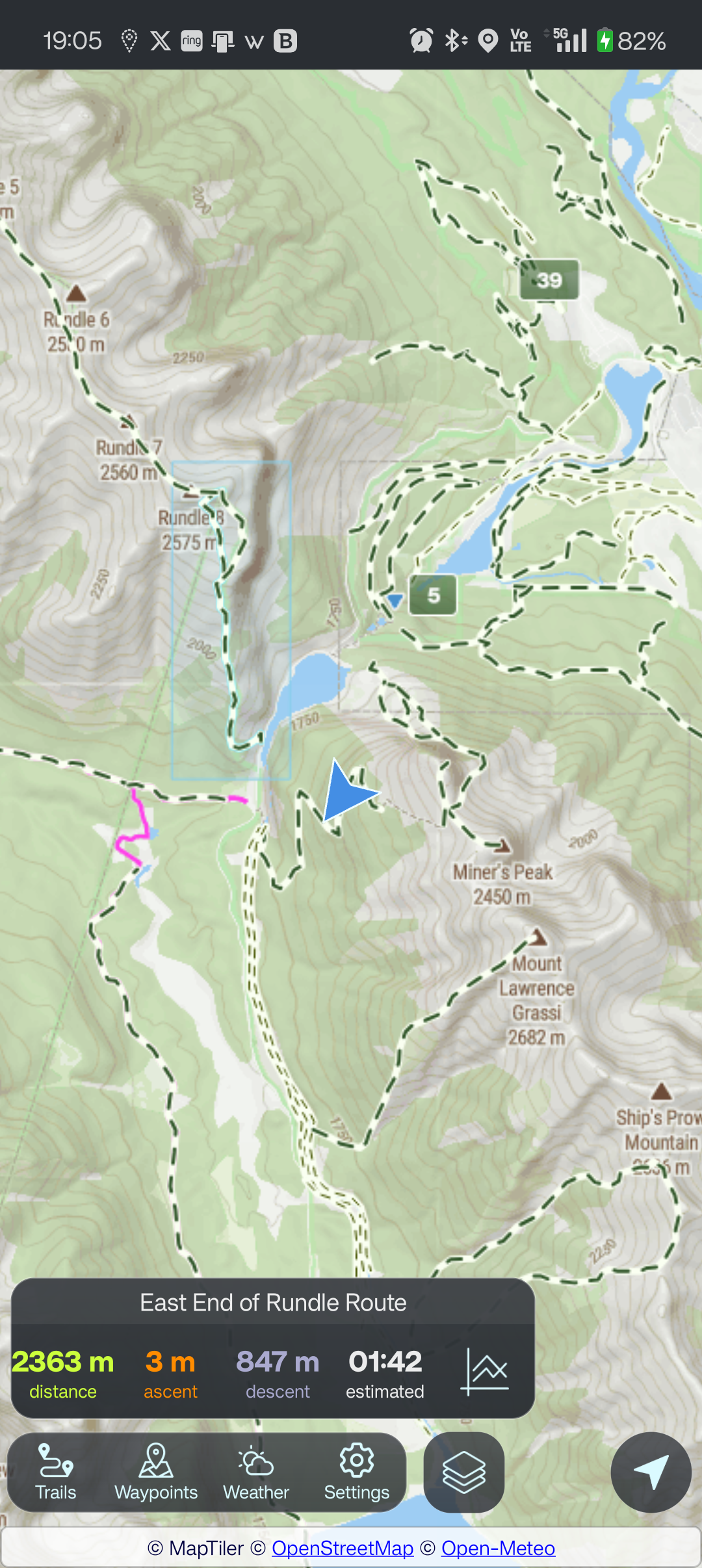 Trail info popup