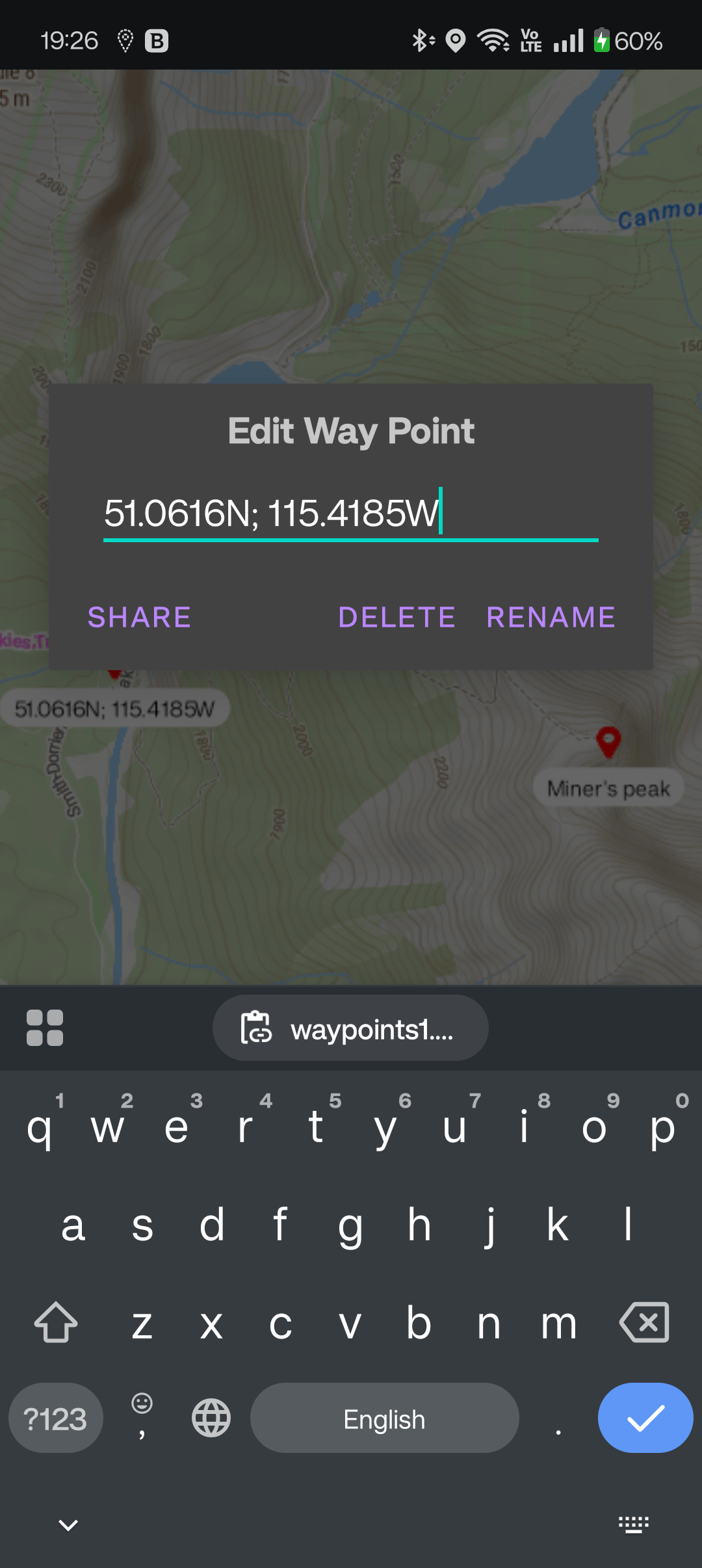 Waypoint details